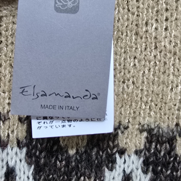 NWT Elsamanda Sweater Sz L Alpaca Wool Blend Boucle Aztec Fairisle Made in Italy - Picture 7 of 14